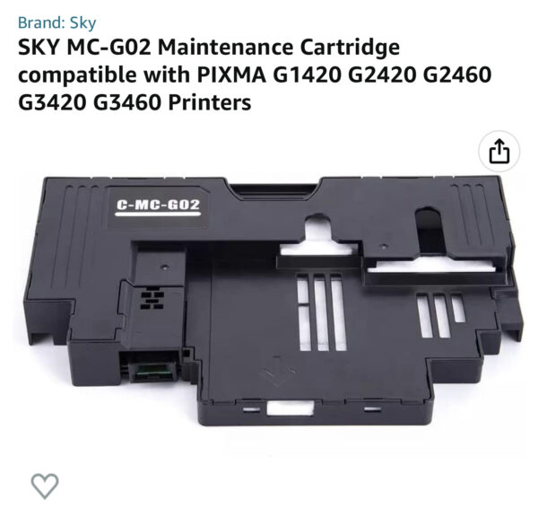 SKY MC-G02 Maintenance Cartridge compatible with PIXMA G1420 G2420 G2460 G3420 G3460 Printers