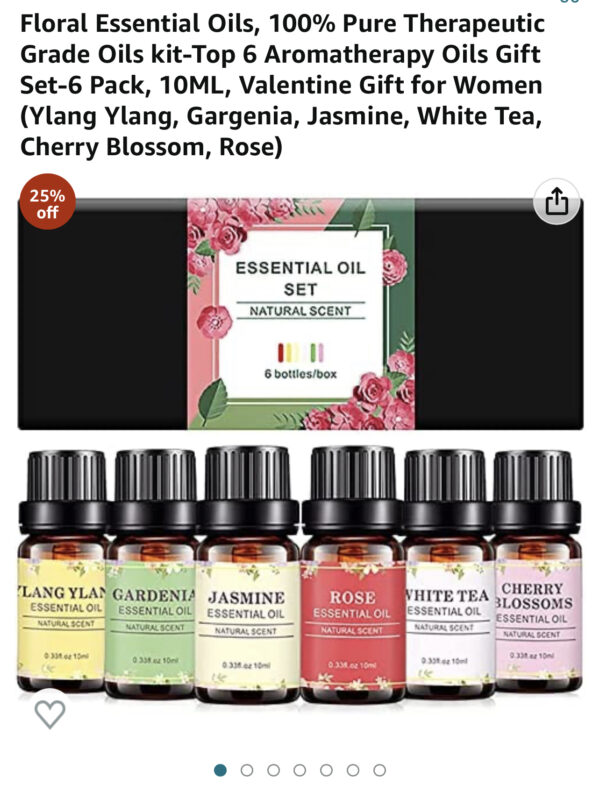 Floral Essential Oils, 100% Pure Therapeutic Grade Oils kit-Top 6 Aromatherapy Oils Gift Set-6 Pack, 10ML