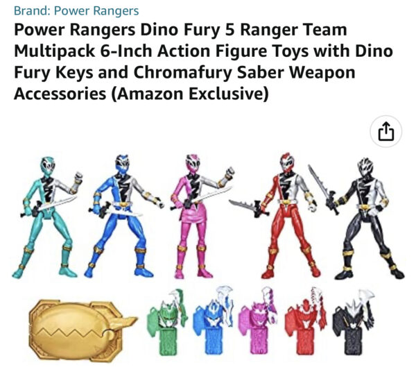 Power Rangers Dino Fury 5 Ranger Team Multipack 6-Inch Action Figure Toys