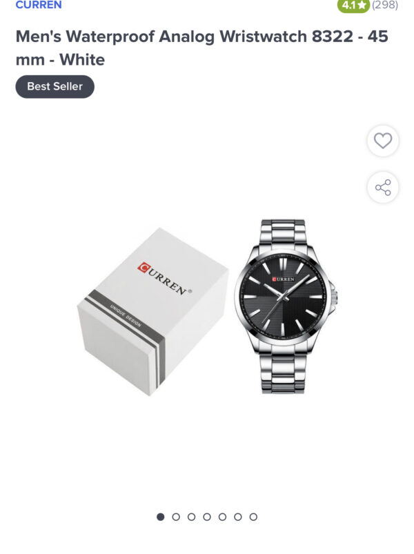 Men's Waterproof Analog Wristwatch 8322 - 45 mm - White