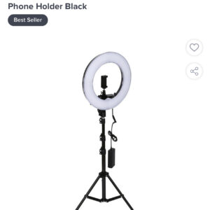 12 inch LED Ring Light With Tripod Stand And Phone Holder Black