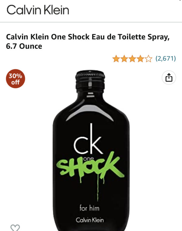 Calvin Klein One Shock Eau de Toilette Spray, 6.7 Ounce