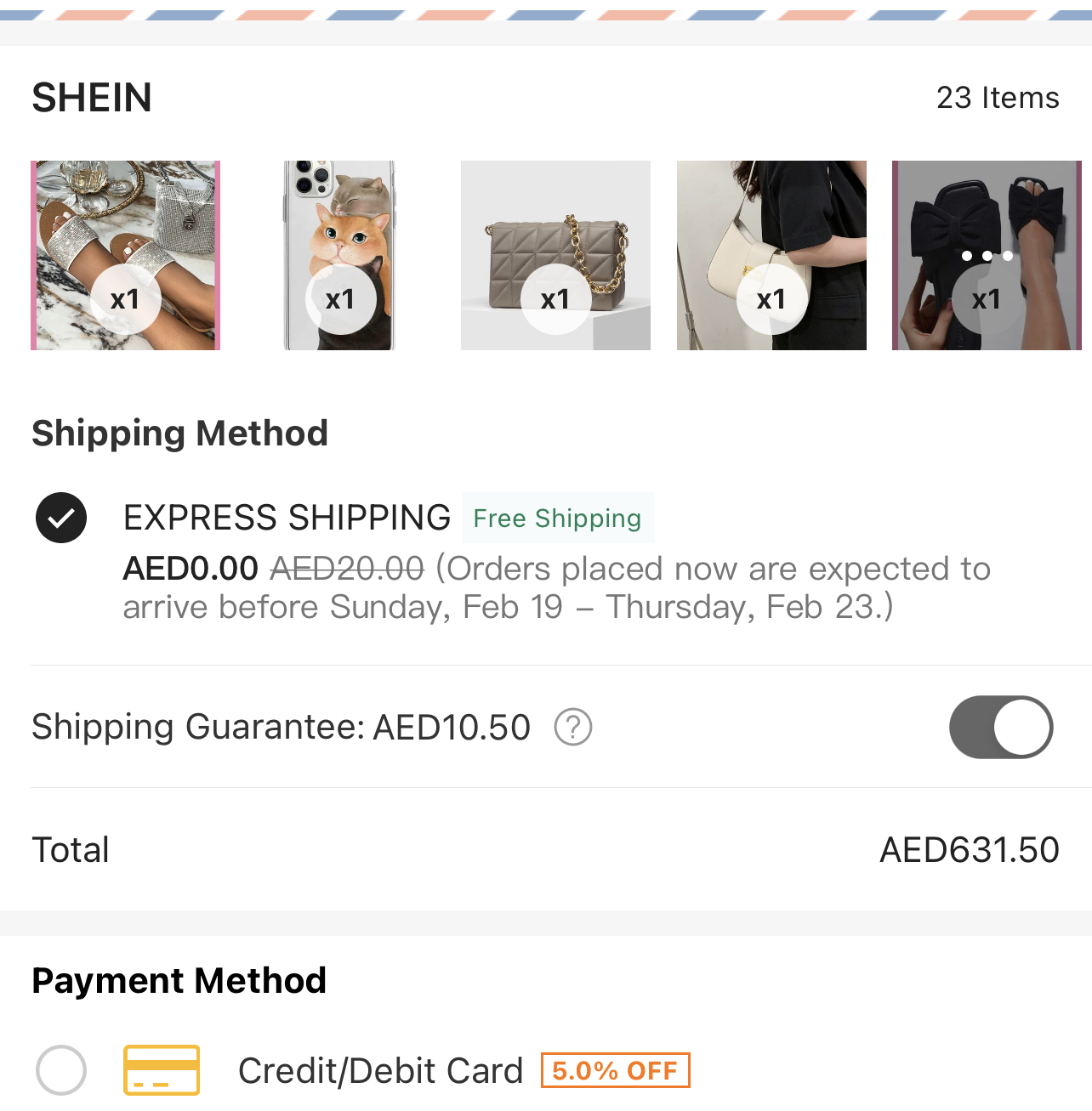 Shipping guarantee online shein