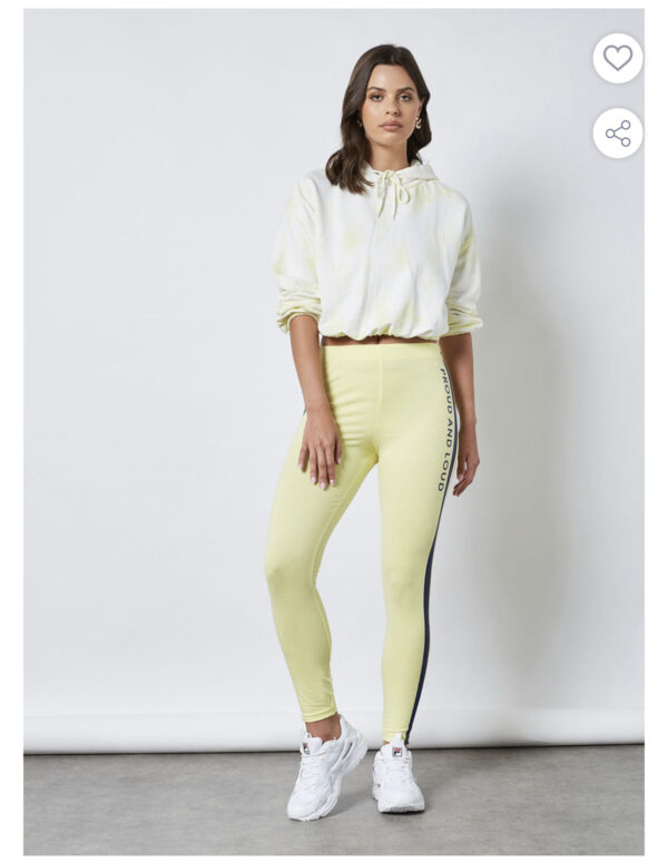 Proud And Loud Slogan Printed Elastic Waist High-Rise Skinny Fit Leggings Yellow