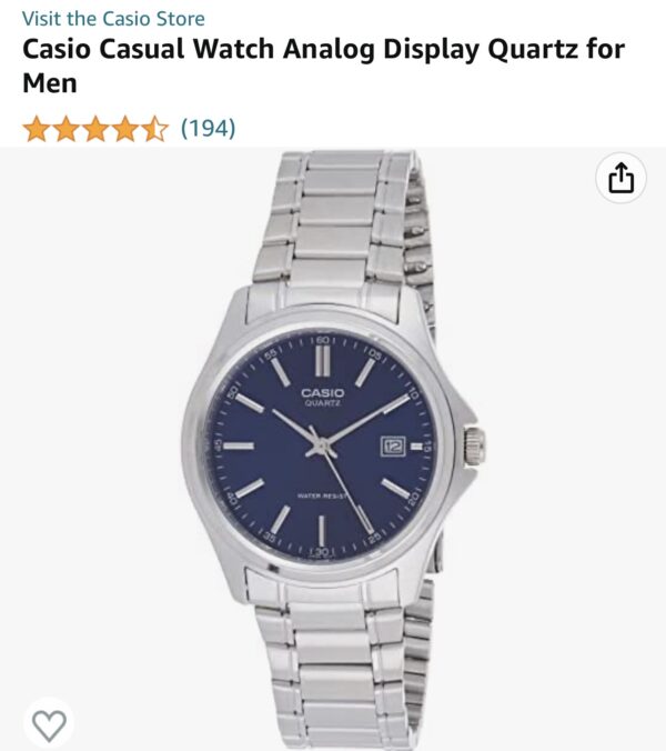 Casio Casual Watch Analog Display Quartz for Men