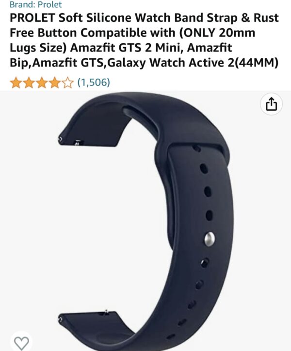 PROLET Soft Silicone Watch Band Strap & Rust Free Button