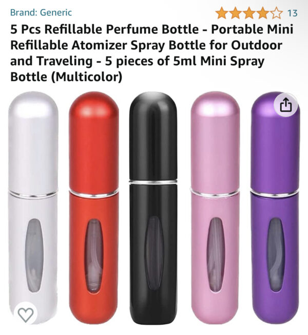 5 Pcs Refillable Perfume Bottle - Portable Mini Refillable Atomizer Spray Bottle