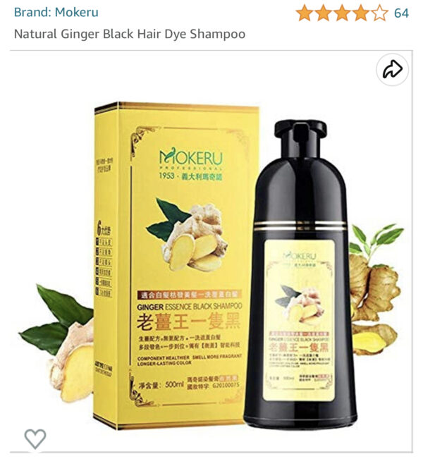 Natural Ginger Black Hair Dye Shampoo