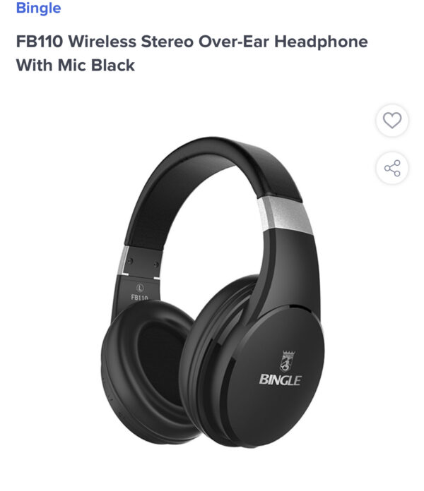 FB110 Wireless Stereo Over-Ear Headphone With Mic Black