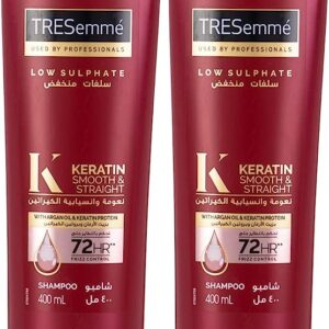 TRESEmmé Keratin Smooth and Straight Shampoo with Argan Oil, Enjoy up to 72 hours of Frizz Control, 400ml, Pack of 2
