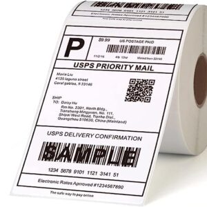 Zunnic 4x6 direct thermal shipping labels paper 4" x 6" label,compatible with Zebra GK420t printer with perforations 10 cm x 15 cm (one Roll-250 sheets)
