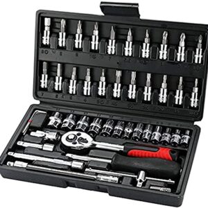46pcs/set Socket Ratchet Torque Wrench Extension Bar Drill Bits