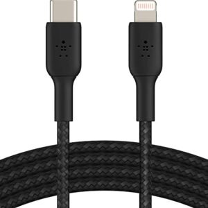 Belkin Braided USB-C to Lightning Cable (iPhone Fast Charging Cable for iPhone 14, 13, 12 or earlier) Boost Charge MFi-Certified iPhone USB-C Cable (2m, Black)