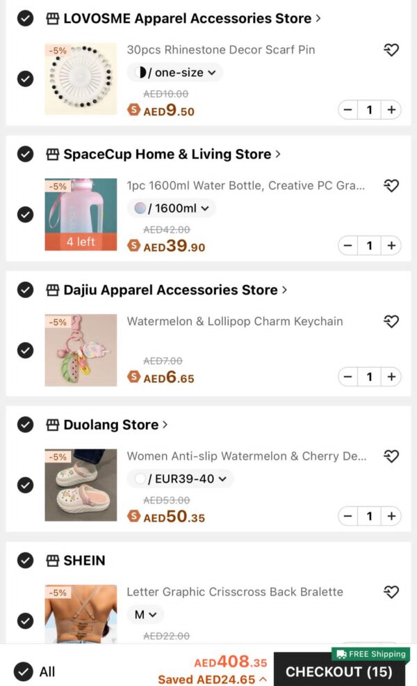 Shein new order 15 products