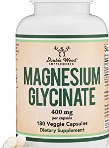 Magnesium Glycinate 400mg, 180 Capsules (Vegan Safe, Manufactured and Third Party Tested in The USA