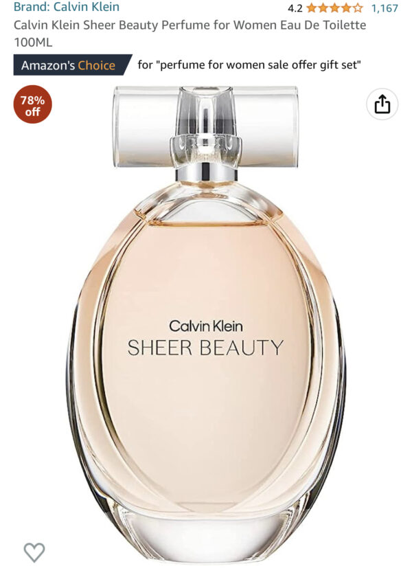 Calvin Klein Sheer Beauty Perfume for Women Eau De Toilette 100ML