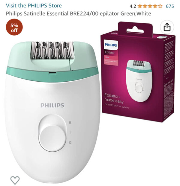 Philips Satinelle Essential BRE224/00 epilator Green,