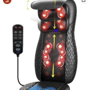 SKY LAND Adjustable Height Seat Back Massager With Heat, Black