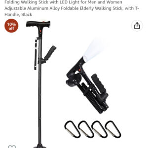 Folding Walking Stick with LED Light for Men and Women