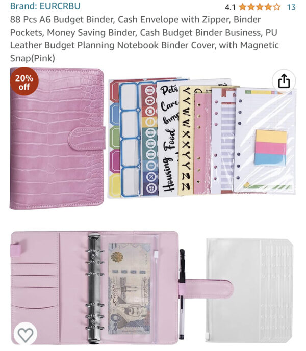 88 Pcs A6 Budget Binder, Cash Envelope with Zipper, Binder