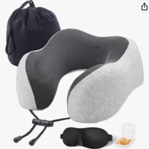 SKY-TOUCH Travel Pillow Set, 100% Pure Memory Foam Neck