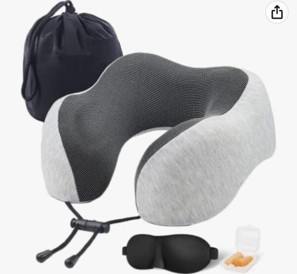 SKY-TOUCH Travel Pillow Set, 100% Pure Memory Foam Neck