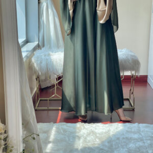 C-Green-Beige-Duotone-Abaya-Set مع التوصيل داخل دبي