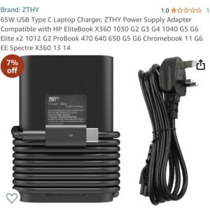 65W USB Type C Laptop Charger, ZTHY Power Supply Adapter