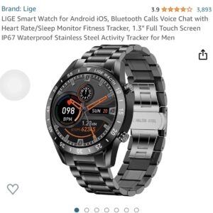 LIGE Smart Watch for Android iOS, Bluetooth Calls Voice Chat with Heart Rate/Sleep Monitor