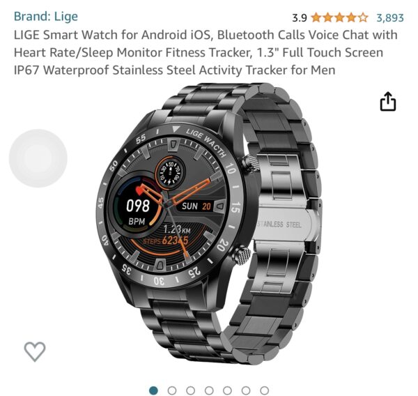 LIGE Smart Watch for Android iOS, Bluetooth Calls Voice Chat with Heart Rate/Sleep Monitor