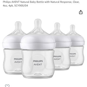 Philips AVENT Natural Baby Bottle with Natural Response, Clear, 4oz, 4pk, SCY900/04