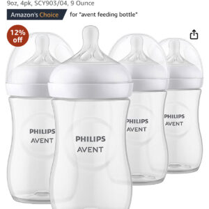 Philips AVENT Natural Baby Bottle with Natural Response, Clear, 4oz, 4pk, SCY900/04