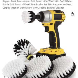 Kayak - Boat Accessories - Drill Brush - Car Wash Kit - Soft White Bristle