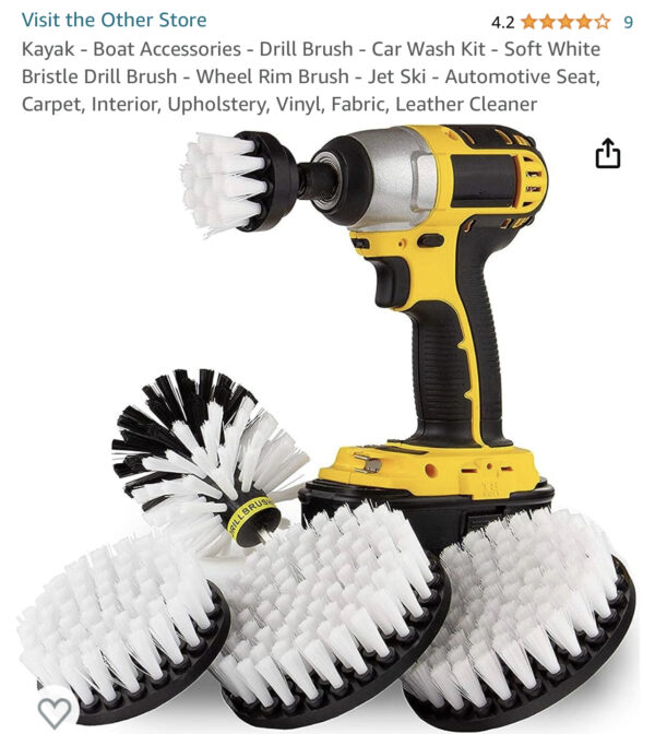Kayak - Boat Accessories - Drill Brush - Car Wash Kit - Soft White Bristle