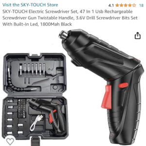 SKY-TOUCH Electric Screwdriver Set, 47 In 1 Usb Rechargeable Screwdriver Gun Twistable Handle