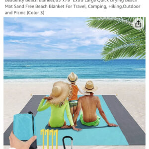 Beauenty Beach Blanket,83"x79" Extra Large Quick Drying Beach