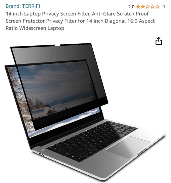 14 inch Laptop Privacy Screen Filter, Anti Glare Scratch Proof Screen Protector Privacy