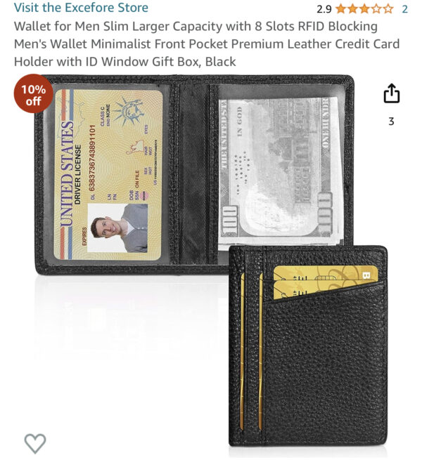 Wallet for Men Slim Larger Capacity with 8 Slots RFID Blocking