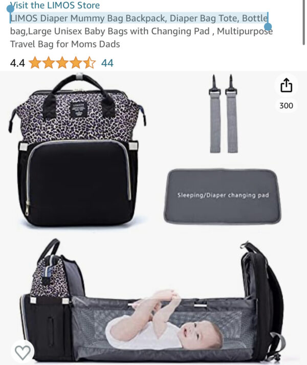 LIMOS Diaper Mummy Bag Backpack, Diaper Bag Tote, Bottle