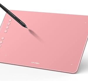 XP-PEN Deco 01 V2 Graphics Tablet 10x6.25 Inch Drawing Pen Tablet 8192 Levels Pressure Battery-Free Pen with Tilt Function Android Supported and 8 Shortcut Keys (Pink)