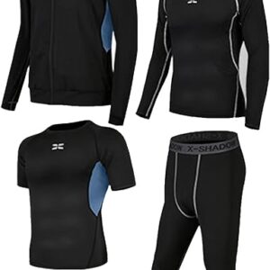 Men's Workout Clothes Gym Running Sportswear Fitness Kit Set 5 PCS Compression