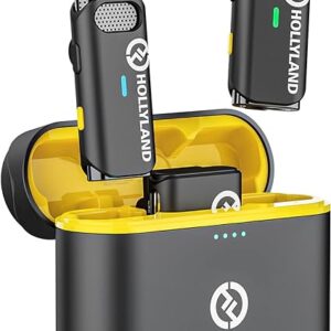 Hollyland Lark M1 Wireless Lavalier Microphone System with Charging Case Dual-channel 650ft Range 20H Battery Life for iPhone Camera Laptop YouTube Facebook Live Stream Record Interview Vlogs, Black