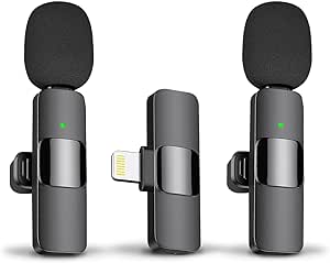 MAYBESTA Professional Wireless Lavalier Lapel Microphone for iPhone, iPad - Cordless Omnidirectional Condenser Recording Mic for Interview Video Podcast Vlog YouTube, Bluetooth, Black