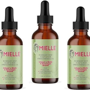 Mielle Organics Mielle/Rosemary Mint/Scalp and Hair Strengthening Oil/Healthy Hair Growth / 2 oz (59ml) / (Pack 3), 59 ml (Pack of 3), 2.0 ounces, 177.44 millilitre, 3