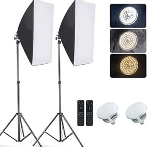 Gluckluz Photography Studio Softbox Photo Lighting Box Kit 19.7 x 27.5 Inch Light Reflector with 80 Inch Stand E27 Socket Remote for Portrait Fashion Advertising Shooting YouTube Video
