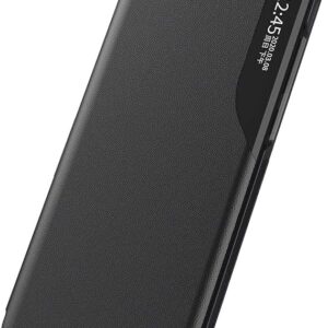 Case for Xiaomi Redmi Note 12S, Windows Smart View Flip Cover with Foldable Kickstand, Premium Leather Phone Shell Case Cover For Redmi Note 12S (Black)