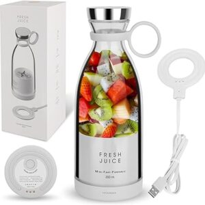 Personal Size Blender, Portable Blender, Battery Powered USB Blender Small Blender, Blender, Hand Blender, Cup Blender (White)