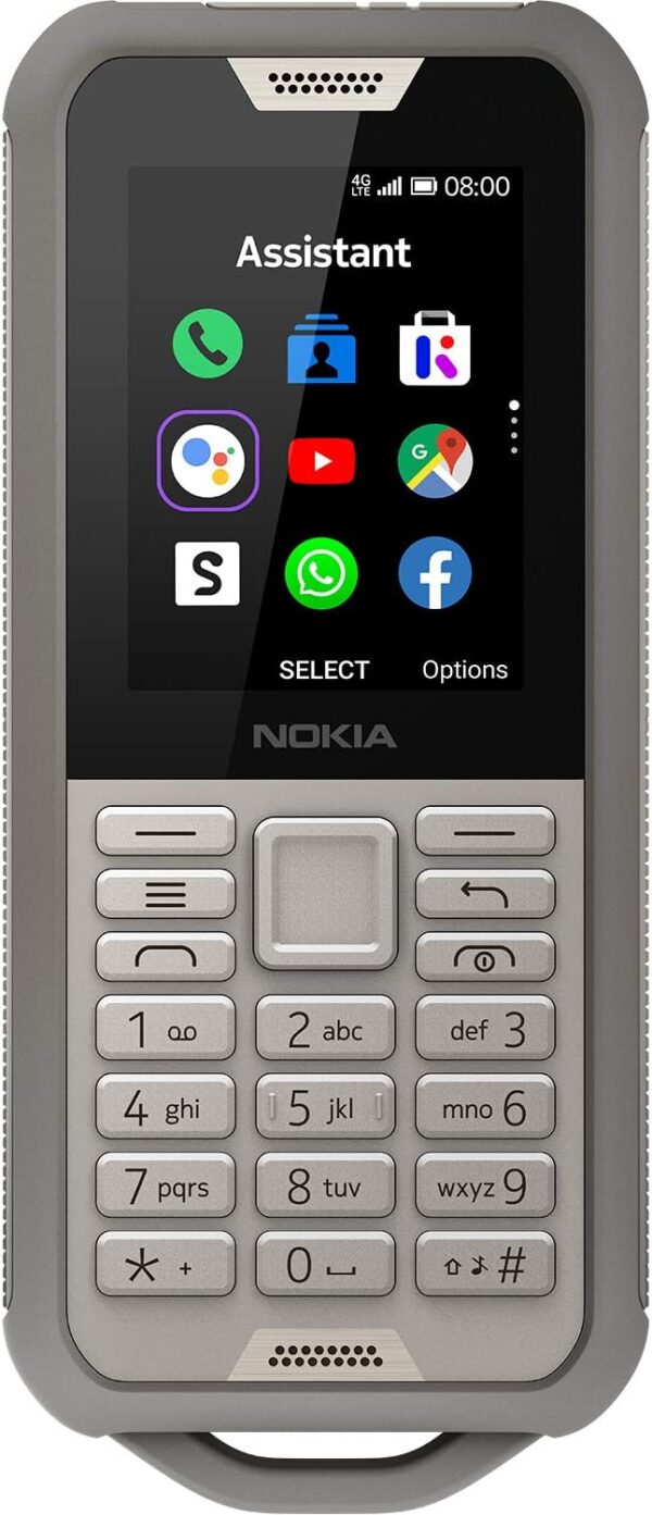 Nokia 800 Tough Feature Phone, Dual SIM, 512 MB RAM, 4G LTE, Sand