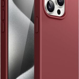 JETech Silicone Case for iPhone 15 Pro Max 6.7-Inch, Silky-Soft Touch Full-Body Protective Phone Case, Shockproof Cover (Maroon)