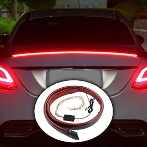 JDMON Universal LED Spoiler Rear Spoiler Lip Kit for Car Trunk, Brake Light, Dark Black, Trunk Spoiler, Universal Fit for Roof, Wing (3.9 ft)